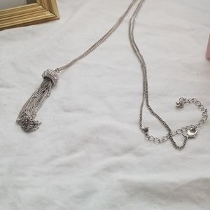 Long chain rhinestone necklace
